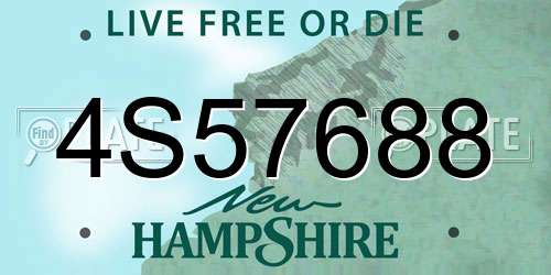 4S57688 New Hampshire License Plate