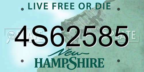 4S62585 New Hampshire License Plate
