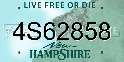 4S62858 New Hampshire License Plate