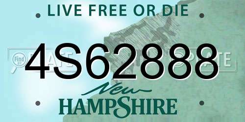 4S62888 New Hampshire License Plate