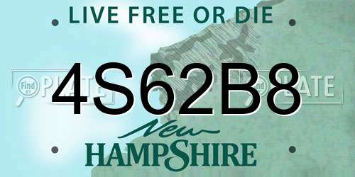 4S62B8 New Hampshire License Plate