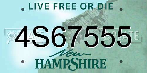 4S67555 New Hampshire License Plate