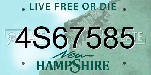 4S67585 New Hampshire License Plate