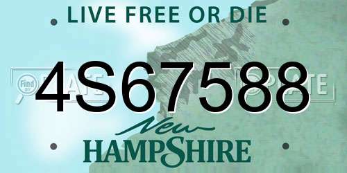 4S67588 New Hampshire License Plate