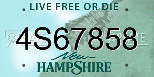 4S67858 New Hampshire License Plate