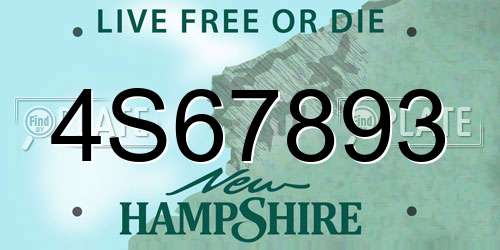 4S67893 New Hampshire License Plate