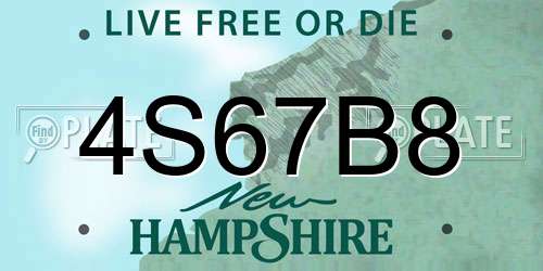 4S67B8 New Hampshire License Plate
