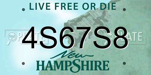 4S67S8 New Hampshire License Plate
