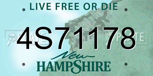 4S71178 New Hampshire License Plate