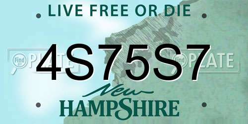 4S75S7 New Hampshire License Plate