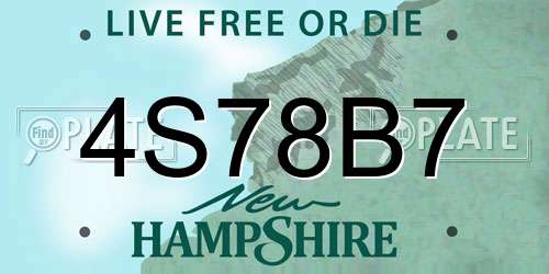 4S78B7 New Hampshire License Plate