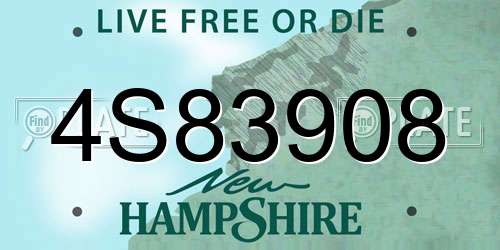 4S83908 New Hampshire License Plate