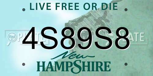 4S89S8 New Hampshire License Plate