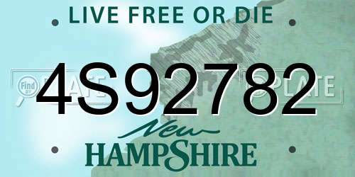 4S92782 New Hampshire License Plate