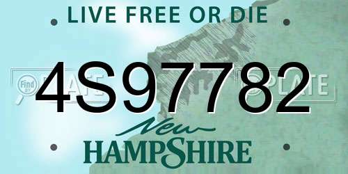 4S97782 New Hampshire License Plate