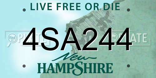 4SA244 New Hampshire License Plate