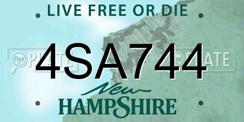 4SA744 New Hampshire License Plate