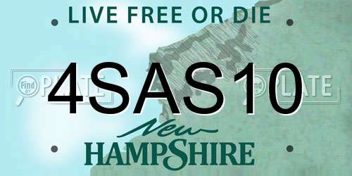 4SAS10 New Hampshire License Plate