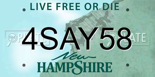 4SAY58 New Hampshire License Plate