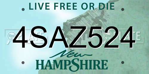 4SAZ524 New Hampshire License Plate