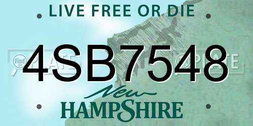 4SB7548 New Hampshire License Plate