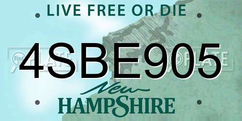 4SBE905 New Hampshire License Plate