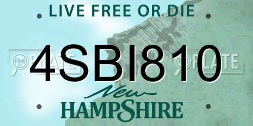 4SBI810 New Hampshire License Plate