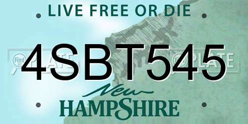 4SBT545 New Hampshire License Plate