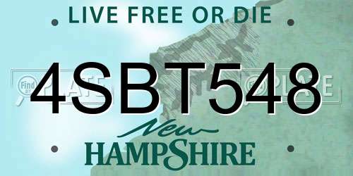 4SBT548 New Hampshire License Plate