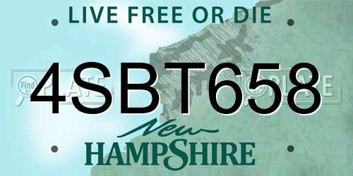 4SBT658 New Hampshire License Plate