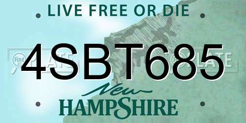4SBT685 New Hampshire License Plate