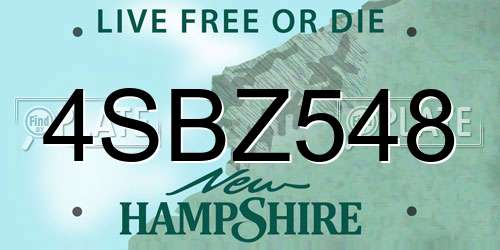 4SBZ548 New Hampshire License Plate