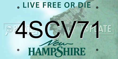 4SCV71 New Hampshire License Plate