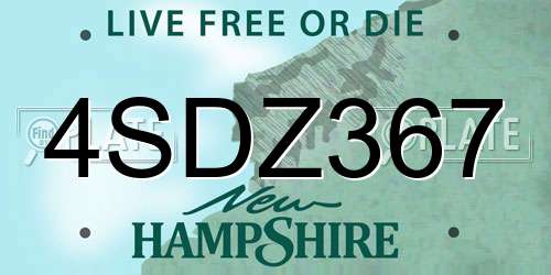 4SDZ367 New Hampshire License Plate