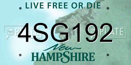 4SG192 New Hampshire License Plate