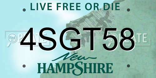 4SGT58 New Hampshire License Plate