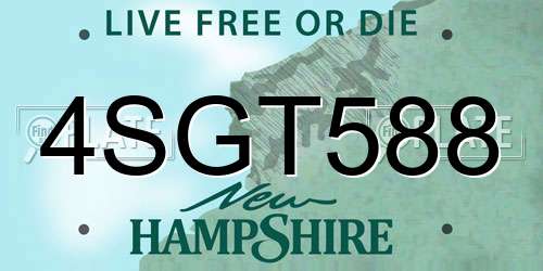 4SGT588 New Hampshire License Plate