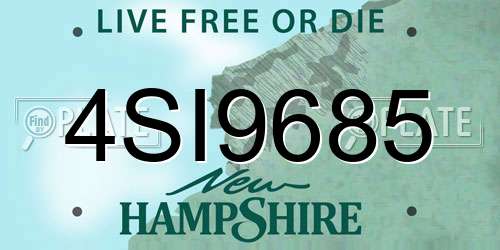 4SI9685 New Hampshire License Plate