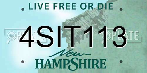 4SIT113 New Hampshire License Plate