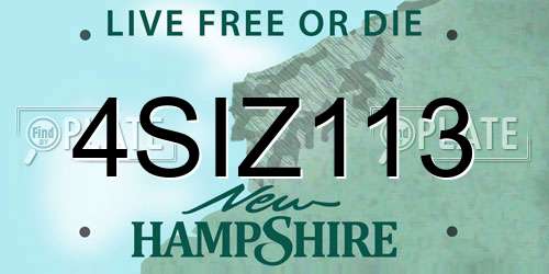 4SIZ113 New Hampshire License Plate