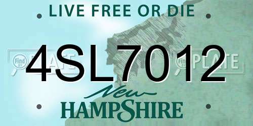 4SL7012 New Hampshire License Plate