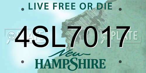 4SL7017 New Hampshire License Plate