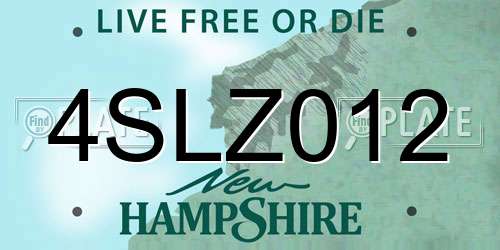 4SLZ012 New Hampshire License Plate