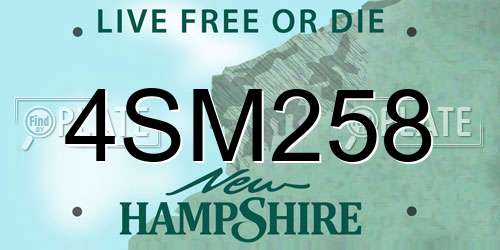 4SM258 New Hampshire License Plate