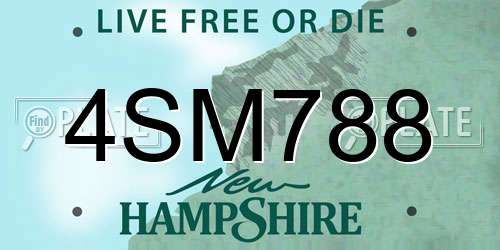 4SM788 New Hampshire License Plate