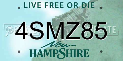 4SMZ85 New Hampshire License Plate