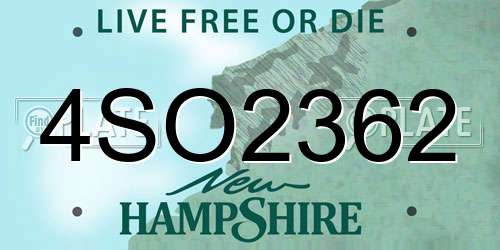 4SO2362 New Hampshire License Plate