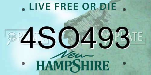 4SO493 New Hampshire License Plate