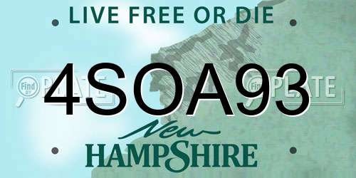 4SOA93 New Hampshire License Plate