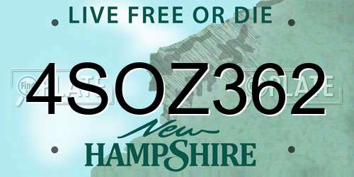 4SOZ362 New Hampshire License Plate